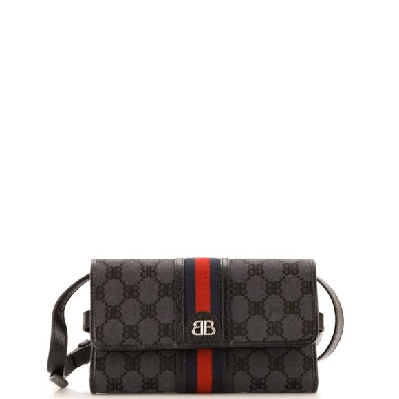 Balenciaga Handbags - Balenciaga x Gucci The Hacker Wallet on Strap BB Coated Canvas Black